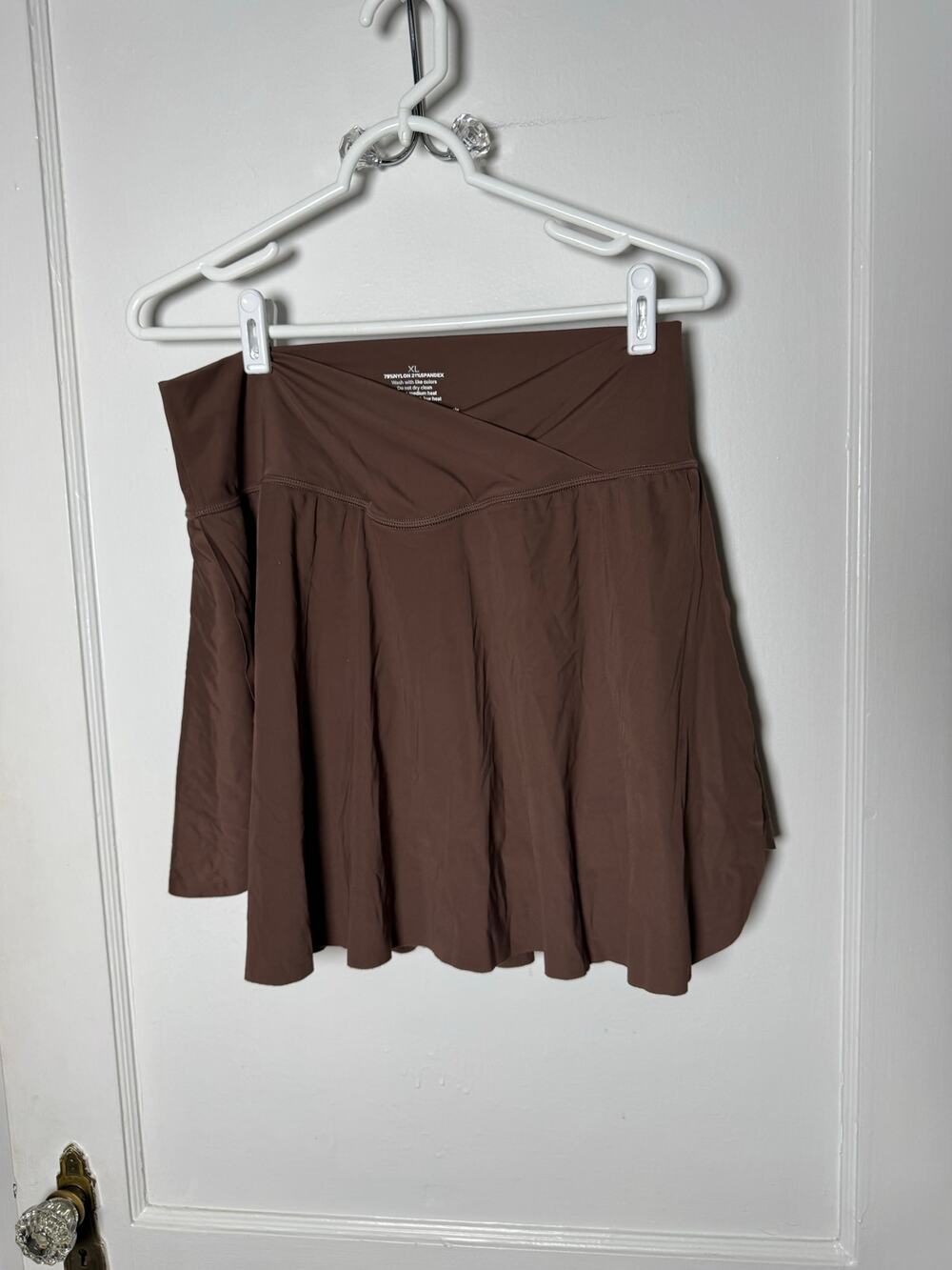 Amazon Chocolate Brown Buttery Soft Cross Front Athletic Skort Women's XL